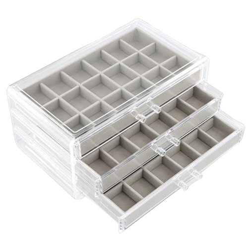 Azonelife Acryl Schmuckschatulle mit 3 Schubladen Ohrring Aufbewahrungs Schmuckkästchen für Damen, Schmuckschatulle Mädchen Ohrringe Aufbewahrung, Schmuck Organizer für Ohrringe Ringe Halsketten Azonelife Acryl Schmuckschatulle mit 3 Schubladen Ohrring Aufbewahrungs Schmuckkästchen für Damen, Schmuckschatulle Mädchen Ohrringe Aufbewahrung, Schmuck Organizer für Ohrringe Ringe Halsketten von Azonelife