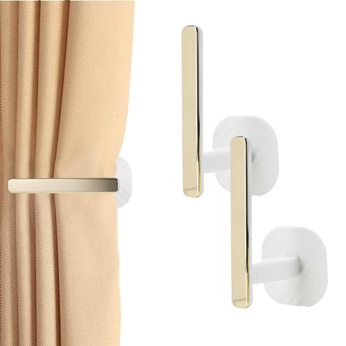 Selbstklebende Vorhang-Raffhalter, Vorhanghalter für Fenstervorhänge, 2 Stück Vorhang Halterung Wand, Curtain Hooks Holders, L Shaped Curtain Holdbacks, L-förmige Vorhanghaken für Haus Büro von Azonelife