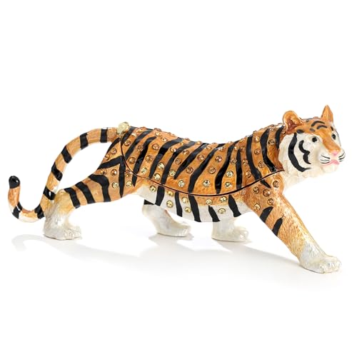 Azurt LCX Handbemalte Tier-Schmuckschatulle für Heimdekoration, aufklappbarer Schmuck-Organizer, einzigartige, personalisierte Sammlerfigur, handgefertigt, dekoratives Ornament, Geschenke (Tiger) von Azurt LCX