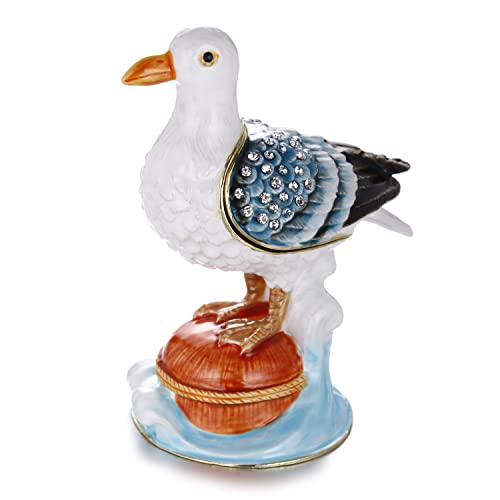 Handbemalte Emaille-Möwe-Schmuckschatulle für Heimdekoration, aufklappbarer Schmuck-Organizer für Ringe, einzigartige Figur, Andenken, Sammlerstück, personalisierbar, elegant, handgefertigt, Ornament Handbemalte Emaille-Möwe-Schmuckschatulle für Heimdekoration, aufklappbarer Schmuck-Organizer für Ringe, einzigartige Figur, Andenken, Sammlerstück, personalisierbar, elegant, handgefertigt, Ornament von Azurt LCX