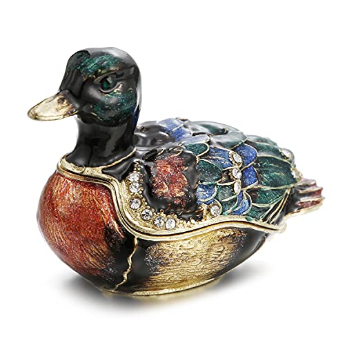 Handbemalte Enten-Schmuckschatulle aus Emaille für Heimdekoration, aufklappbarer Schmuck-Organizer für Ringe, einzigartige Figur, Andenken, Sammlerstück, personalisierbar, elegant, handgefertigt, Handbemalte Enten-Schmuckschatulle aus Emaille für Heimdekoration, aufklappbarer Schmuck-Organizer für Ringe, einzigartige Figur, Andenken, Sammlerstück, personalisierbar, elegant, handgefertigt, von Azurt LCX