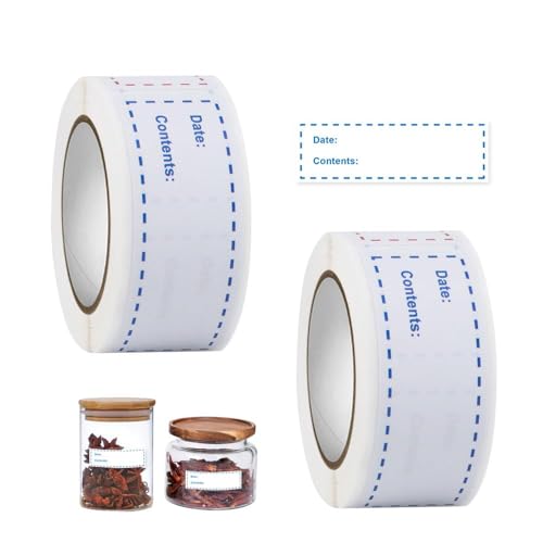 AZWOOD 75 x25mm 300 Stück Etiketten zur Aufbewahrung von Lebensmitteln, Gefrierschrank, abnehmbare Datumsaufkleber, leicht abziehbar, für Gefrierbehälter, Gläser, Etikettengröße von Azwood