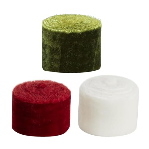 Azxcvbnm Dekoratives Band aus Samt, Breite 4 cm, zum Dekorieren des Weihnachtsbaums, weich, für Urlaub, Party, Hochzeit, 3 Rollen Azxcvbnm Dekoratives Band aus Samt, Breite 4 cm, zum Dekorieren des Weihnachtsbaums, weich, für Urlaub, Party, Hochzeit, 3 Rollen von Azxcvbnm