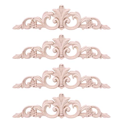 Exquisite Holzschnitz-Onlay-Applikationen für Möbel, Schrank, unlackiert, Aufkleber, Strass-Applikation, 4 Stück Exquisite Holzschnitz-Onlay-Applikationen für Möbel, Schrank, unlackiert, Aufkleber, Strass-Applikation, 4 Stück von Azxcvbnm
