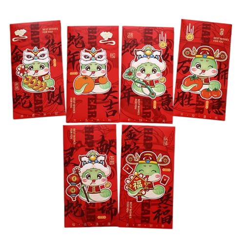Papiertüte, Motiv: Neujahrsrötungen, Cartoon-Schlangenjahr, multifunktional, chinesische Tierkreiszeichen, Geldbeutel, 6 Stück Papiertüte, Motiv: Neujahrsrötungen, Cartoon-Schlangenjahr, multifunktional, chinesische Tierkreiszeichen, Geldbeutel, 6 Stück von Azxcvbnm