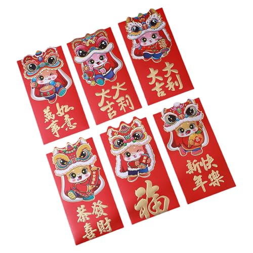Papiertüte, Motiv: Neujahrsrötungen, Cartoon-Schlangenjahr, multifunktional, chinesische Tierkreiszeichen, Geldbeutel, 6 Stück von Azxcvbnm