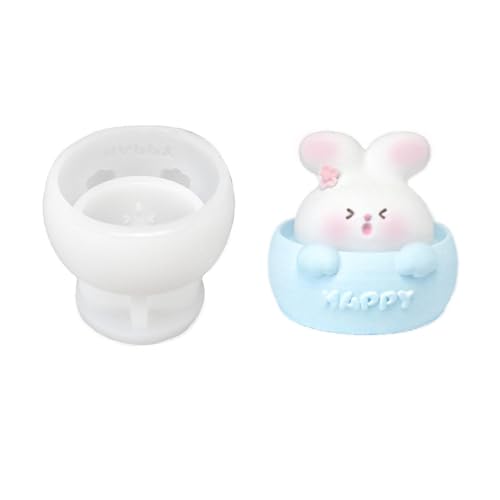 Silikonformen für 3D-Becher, Kaninchen, Tierformen, handgefertigt, Ornament, Epoxidharz, Gips, Formen zur Herstellung von Azxcvbnm