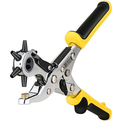 Leder Locher, Lochzange für Leder, Gürtellochzange mit Hebelübersetzung für Gürtel, Kunsthandwerk, Stoff, Karte, Leder, Pappe, Gummi, DIY, etc. 6 Runde Stanzgröße, Profi Revolverlochzange Leder Locher, Lochzange für Leder, Gürtellochzange mit Hebelübersetzung für Gürtel, Kunsthandwerk, Stoff, Karte, Leder, Pappe, Gummi, DIY, etc. 6 Runde Stanzgröße, Profi Revolverlochzange von B BOSI TOOLS