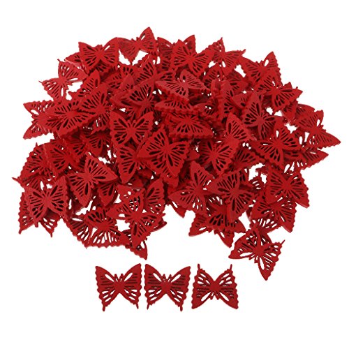 B Baosity 100x Rote Schmetterlingsform Holzform Holzknöpfe Zum schneidern DIY Craft 19mm von B Baosity