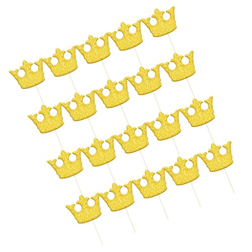 B Baosity 20 Stick Cupcakes Geburtstag Hochzeitstorte Topper Holz Pailletten, Gold von B Baosity