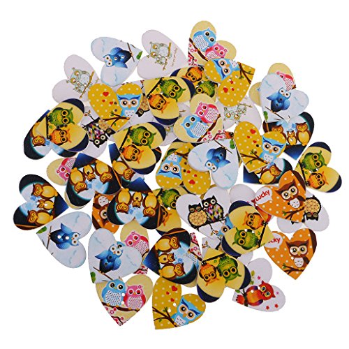 B Baosity 50 2 Loch Holzknöpfe Flatback Animal Owl Button für DIY Nähdekor von B Baosity