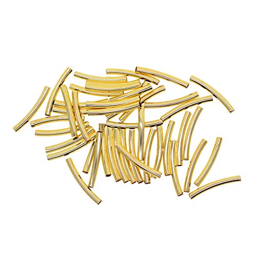 B Baosity 50 Stücke Rohr Perlen Gebogenes Metallperlen Spacer Perlen Tubes für DIY Handwerk Schmuckherstellung - Gold, 30x3mm von B Baosity