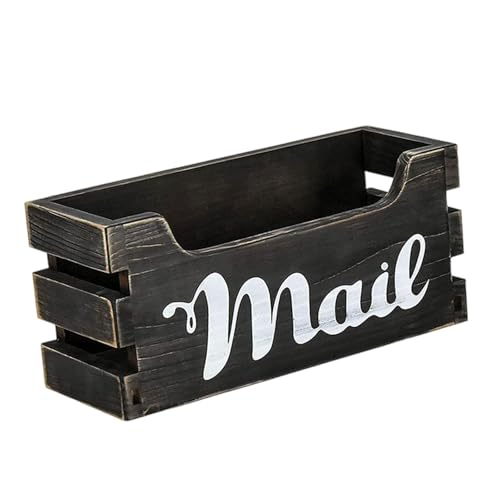 B Baosity Briefablage Holz Briefhalter Mail Organizer Wandmontiert Korb Aus Holz Platzsparende Aufbewahrung für Briefe auf Dem Tisch für Büro Zuhause Geschenk, Schwarz von B Baosity