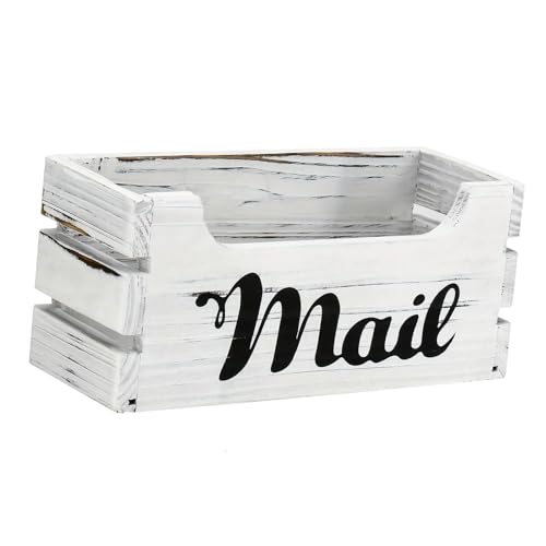 B Baosity Briefablage Holz Briefhalter Mail Organizer Wandmontiert Korb Aus Holz Platzsparende Aufbewahrung für Briefe auf Dem Tisch für Büro Zuhause Geschenk, Weiß von B Baosity