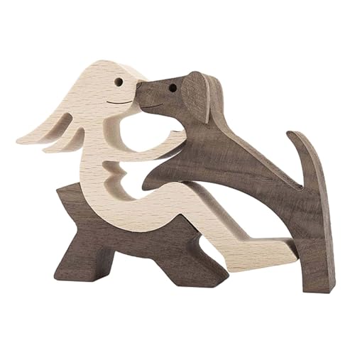 B Baosity Holzfigur Mensch Und Hund Als Handgefertigte Skulptur Und Kunsthandwerk Ornament Die Besondere Bindung Zum Tier Darstellt für Freunde Als Schreibt, Stil b von B Baosity