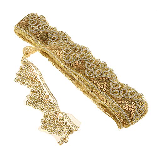 B Baosity Pailletten Perlen Blumen Spitzenbordüre Spitzenborte Spitzenband Spitze Stoff Zierband Bordüre - golden, 9,1 Meter B Baosity Pailletten Perlen Blumen Spitzenbordüre Spitzenborte Spitzenband Spitze Stoff Zierband Bordüre - golden, 9,1 Meter von B Baosity