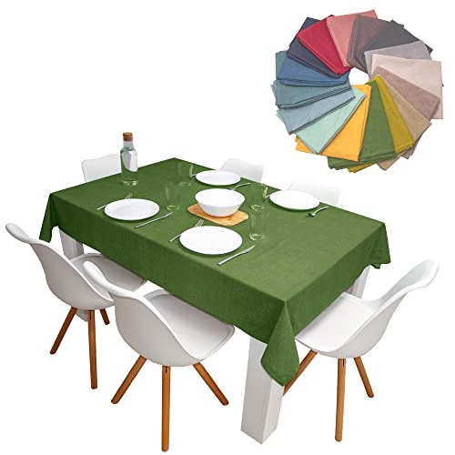 B Beugüen Tischdecke, rechteckig, aus Bio-Baumwolle und Polyester, nachhaltig, Leinen-Optik, für Wohnzimmer, Küche, Esszimmer oder Garten (140 x 140 cm, Grün) von B Beugüen