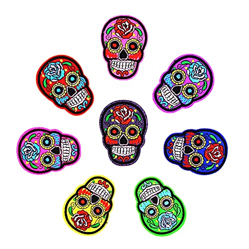 B Blesiya 8er Set Bunte Schädel Totenkopf Applikationen Aufnäher Bügelbilder Bügelflicken Iron on Patches Stickerei Dekoration B Blesiya 8er Set Bunte Schädel Totenkopf Applikationen Aufnäher Bügelbilder Bügelflicken Iron on Patches Stickerei Dekoration von B Blesiya