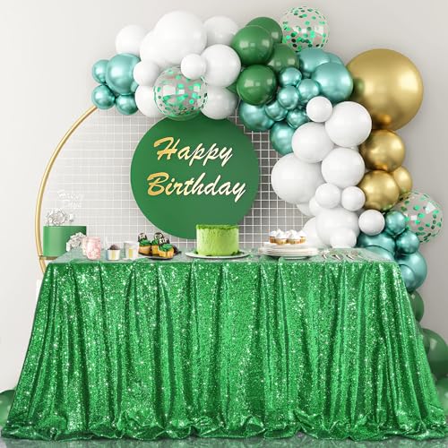 Grüne Tischdecke, 2,6 m, Pailletten-Tischdecke, schimmernder Stoff für Brautparty, Babyparty, dekorative St. Patrick's Day, Buffet-Partys, 152,4 x 259,1 cm von B-COOL