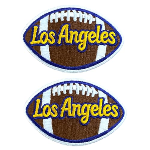 B-Sheep 2 Stück Los Angeles Wort auf Fußball bestickte Bügelbilder zum Dekorieren von Kleidung von B-Sheep