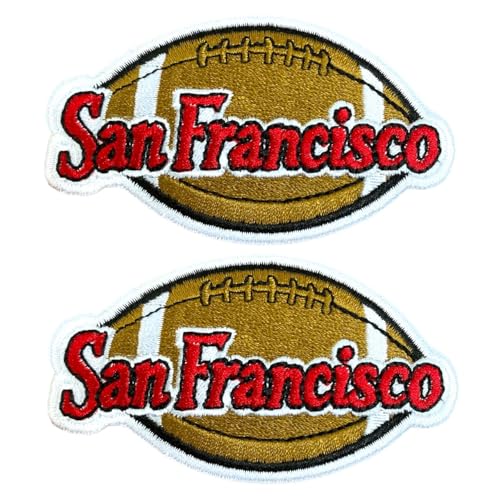 B-Sheep 2 Stück San Francisco Wort auf Fußball bestickte Bügelbilder zum Dekorieren von Kleidung von B-Sheep