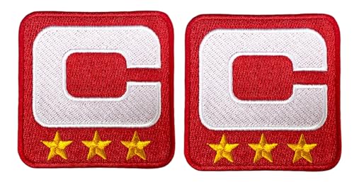 B-Sheep 2 x rote weiße Captain C Aufnäher Gold 3 Sterne Jersey Fußball voll bestickte Aufnäher zum Aufbügeln zum Dekorieren von Bastelkleidung B-Sheep 2 x rote weiße Captain C Aufnäher Gold 3 Sterne Jersey Fußball voll bestickte Aufnäher zum Aufbügeln zum Dekorieren von Bastelkleidung von B-Sheep