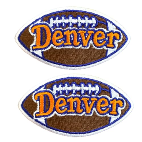 B-Sheep Aufnäher zum Aufbügeln, Motiv: Denver Wort auf Fußball, bestickt, zum Dekorieren von Kleidung, 2 Stück B-Sheep Aufnäher zum Aufbügeln, Motiv: Denver Wort auf Fußball, bestickt, zum Dekorieren von Kleidung, 2 Stück von B-Sheep