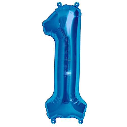 ballonfritz® Ballon Zahl 1 in Blau - XXL 40"/102cm - Folienballons für Luft oder Helium als Geburtstag, Jubiläum, Hochzeit oder Abschluss Geschenk, Party Dekoration oder Überraschung von ballonfritz