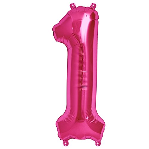 ballonfritz® Ballon Zahl 1 in Pink - XXL 40"/102cm - Folienballons für Luft oder Helium als Geburtstag, Jubiläum, Hochzeit oder Abschluss Geschenk, Party Dekoration oder Überraschung von ballonfritz