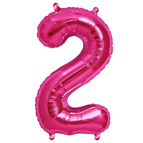 ballonfritz® Ballon Zahl 2 in Pink - XXL 40"/102cm - Folienballons für Luft oder Helium als Geburtstag, Jubiläum, Hochzeit oder Abschluss Geschenk, Party Dekoration oder Überraschung von ballonfritz