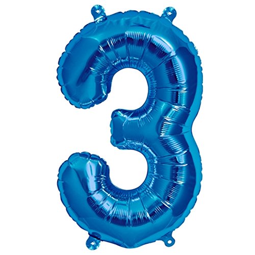 ballonfritz® Ballon Zahl 3 in Blau - XXL 40"/102cm - Folienballons für Luft oder Helium als Geburtstag, Jubiläum, Hochzeit oder Abschluss Geschenk, Party Dekoration oder Überraschung von ballonfritz