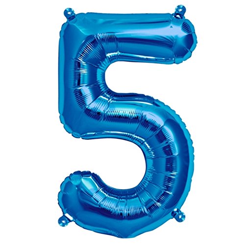 ballonfritz® Ballon Zahl 5 in Blau - XXL 40"/102cm - Folienballons für Luft oder Helium als Geburtstag, Jubiläum, Hochzeit oder Abschluss Geschenk, Party Dekoration oder Überraschung von ballonfritz