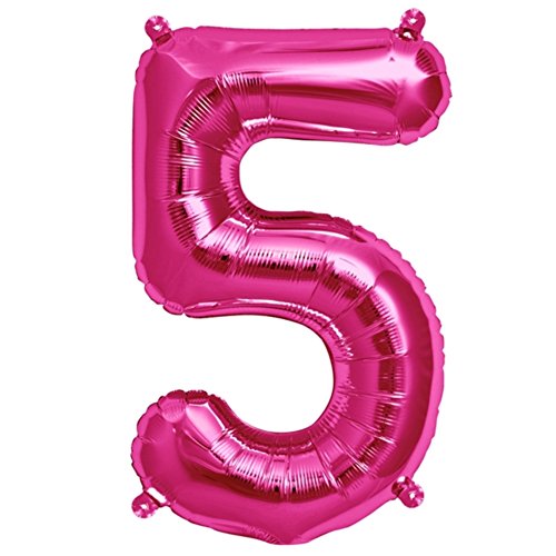 ballonfritz® Ballon Zahl 5 in Pink - XXL 40"/102cm - Folienballons für Luft oder Helium als Geburtstag, Jubiläum, Hochzeit oder Abschluss Geschenk, Party Dekoration oder Überraschung von ballonfritz
