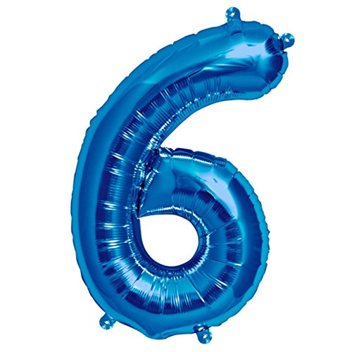 ballonfritz® Ballon Zahl 6 in Blau - XXL 40"/102cm - Folienballons für Luft oder Helium als Geburtstag, Jubiläum, Hochzeit oder Abschluss Geschenk, Party Dekoration oder Überraschung von ballonfritz