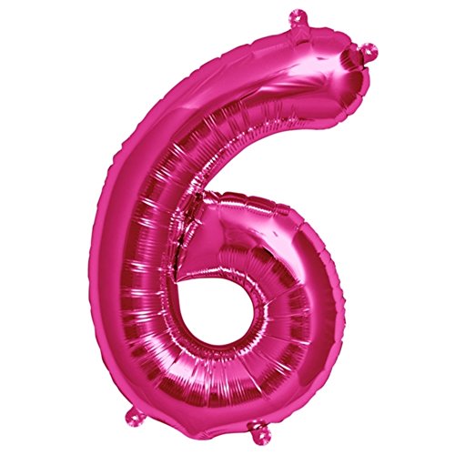 ballonfritz® Ballon Zahl 6 in Pink - XXL 40"/102cm - Folienballons für Luft oder Helium als Geburtstag, Jubiläum, Hochzeit oder Abschluss Geschenk, Party Dekoration oder Überraschung von ballonfritz