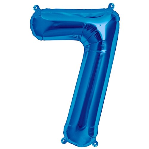 ballonfritz® Ballon Zahl 7 in Blau - XXL 40"/102cm - Folienballons für Luft oder Helium als Geburtstag, Jubiläum, Hochzeit oder Abschluss Geschenk, Party Dekoration oder Überraschung von ballonfritz