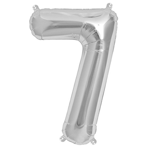 ballonfritz® Ballon Zahl 7 in Silber - XXL 40"/102cm - Folienballons für Luft oder Helium als Geburtstag, Jubiläum, Hochzeit oder Abschluss Geschenk, Party Dekoration oder Überraschung von ballonfritz