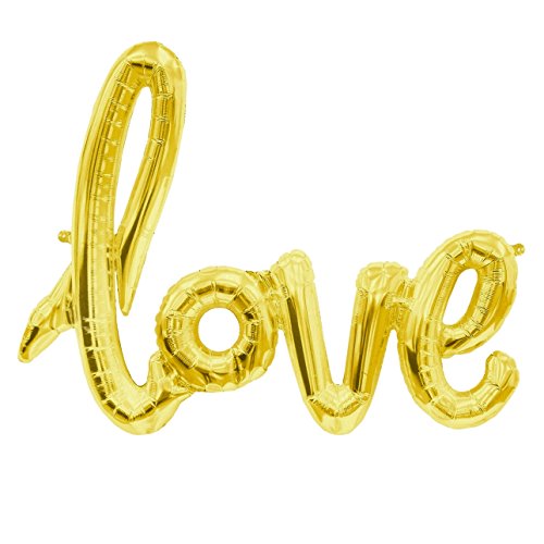 ballonfritz® Love-Schriftzug Luftballon in Gold - XXL Folienballon als Hochzeit Deko, Geschenk oder Liebes-Überraschung zum Valentinstag von ballonfritz