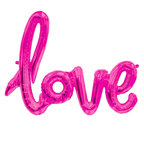ballonfritz® Love-Schriftzug Luftballon in Hot Pink - XXL Folienballon als Hochzeit Dekoration, Geschenk oder Liebes-Überraschung zum Valentinstag von ballonfritz