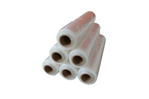 6 Stück PE-Stretchfolie Handrollen 500 mm - 23 µ transparent, ca. 2,5 kg Rollengewicht - Verpackungsmaterial - Verpackungsfolie auf der Rolle - Folie für Möbel - Folien für den Umzug - Umzugsfolie von B teurobrecher