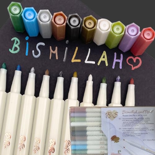 Bismillah and Read – 10 Metallic Marker Stifte mit leuchtende Farben, 1-2 mm Schreibdicke Bismillah and Read – 10 Metallic Marker Stifte mit leuchtende Farben, 1-2 mm Schreibdicke von B & S Bismillah and Smile