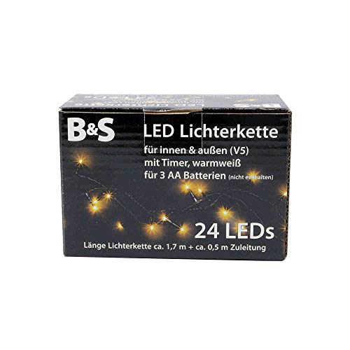 B & S Lichterkette 24 LED warmweiß Party LED Innen und Aussen Batteriebetrieben B & S Lichterkette 24 LED warmweiß Party LED Innen und Aussen Batteriebetrieben von B & S