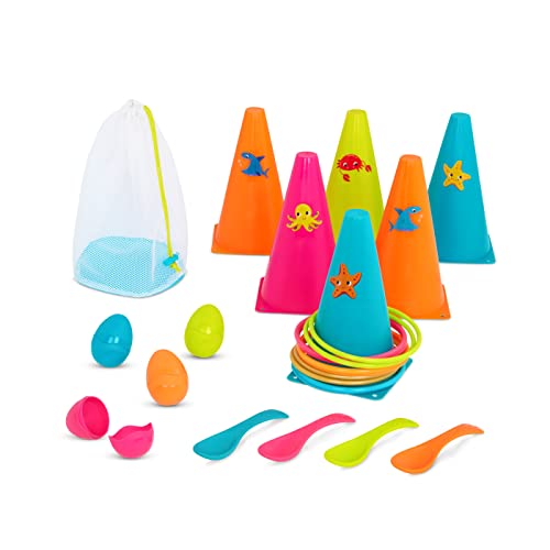 B. toys BX2188Z Wurfspiel, Ringwurfspiel mit Kegeln und Eierlauf Spiel – Garten, Kindergeburtstag, Kindergarten und mehr – Indoor und Outdoor Spielzeug für Kinder ab 3 Jahren, Bunt von B. toys