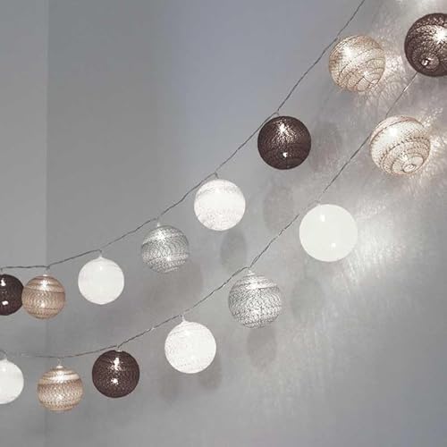B·LED BARCELONA LED LED-Lichterkette mit Baumwollkugeln, 20 Kugeln mit USB, 3 m, IP44, 4 cm von B·LED BARCELONA LED