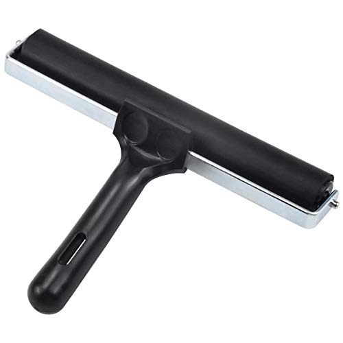 Gummiwalze, 21cm Linolwalze Gummirolle aus Hartgummi für Linoldruck & Druckgrafik, Hartgummiwalze Farbwalze mit Schwarzer Griff, Pinsel Farbrolle Druckgrafik Roller für Blockdruck und Handwerk von B08GK7L6G8