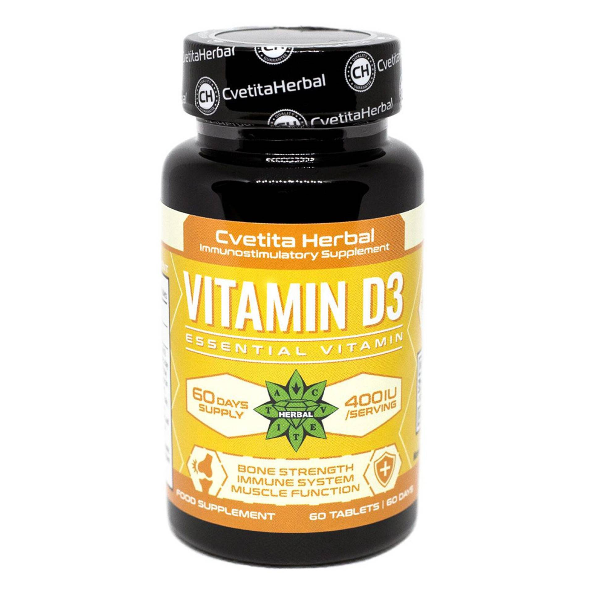 Vitamin D3, Immununterstützung, Knochengesundheit, Gesunde Muskelfunktion, Starke Gelenke, Cholecalciferol, Hohe Stärke, Sonnenschein 60 Tabletten von B2Btrade