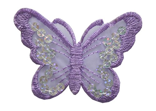 Aufnäher Bügelbild Aufbügler Schmetterling 45x70mm lila (1109) von B2Q