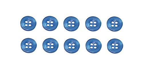 B2Q Knopf Knöpfe 11mm 4 Loch blau 10 Stück (0184) von B2Q