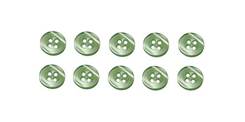 B2Q Knopf Knöpfe 11mm 4 Loch grün 10 Stück (0181) von B2Q