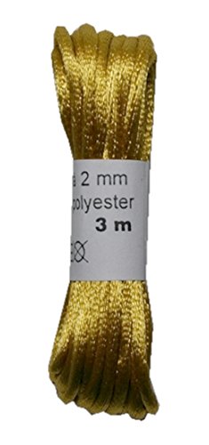 Satinkordel Satinschnur Kordel Satinfaden 3 m 2 mm Gold gelb (0017) von B2Q